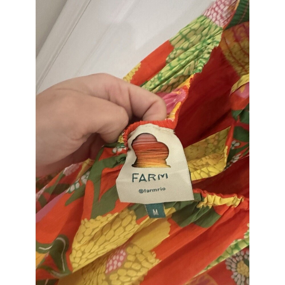 Farm Rio Tiered Bright Floral Cotton Maxi Dress NWOT - Picture 4 of 5